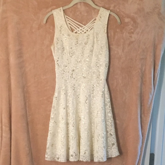 white and gold lace dress